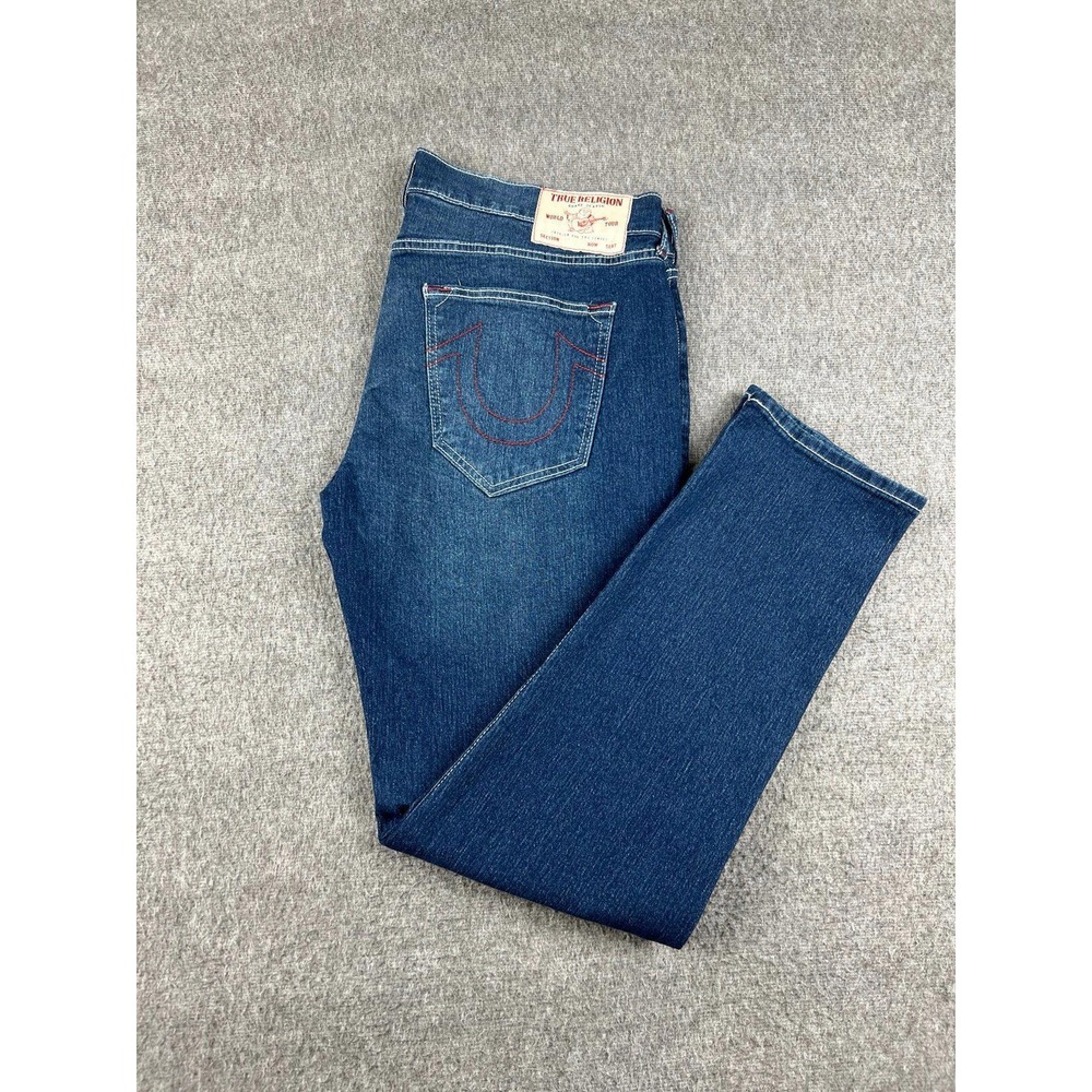 NEW‎ True Religion Mens Blue Rocco Relaxed Skinny Jeans Size 36